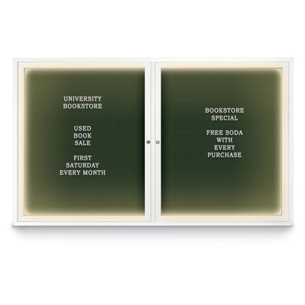 United Visual Products Indoor Enclosed Combo Board, 42"x32", Black Frame/Blue & Medium Grey UVCB4232B-BLUE-MEDGRY - main